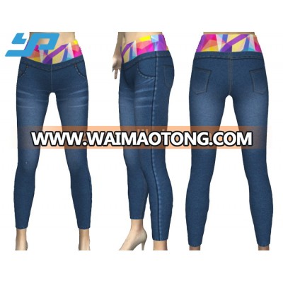 Guangzhou Factory Cheap Price Customize Plain Blue Fashion Women Tight Trousers